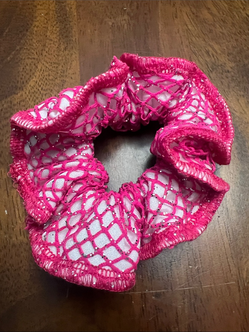 Hot Pink Mesh Ruffle Scrunchie - Women's Hair Accessory